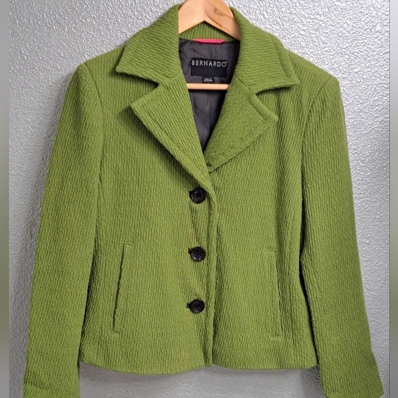 Bernardo Lime Green Wool Blazer/Jacket Size L - Picture 6 of 10